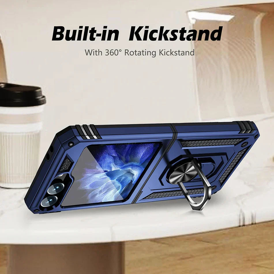 Shockproof Case with Slide Lens & Rotating Ring for Galaxy Z Flip Series
