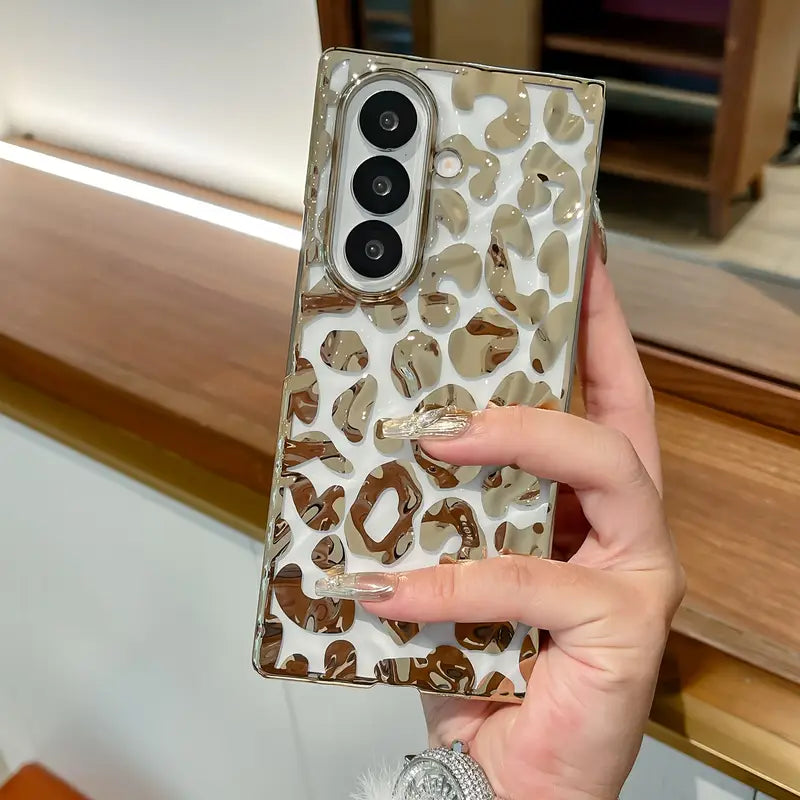 Trendy Leopard Print Case with Chain – Compatible with Samsung Galaxy Z Fold Series