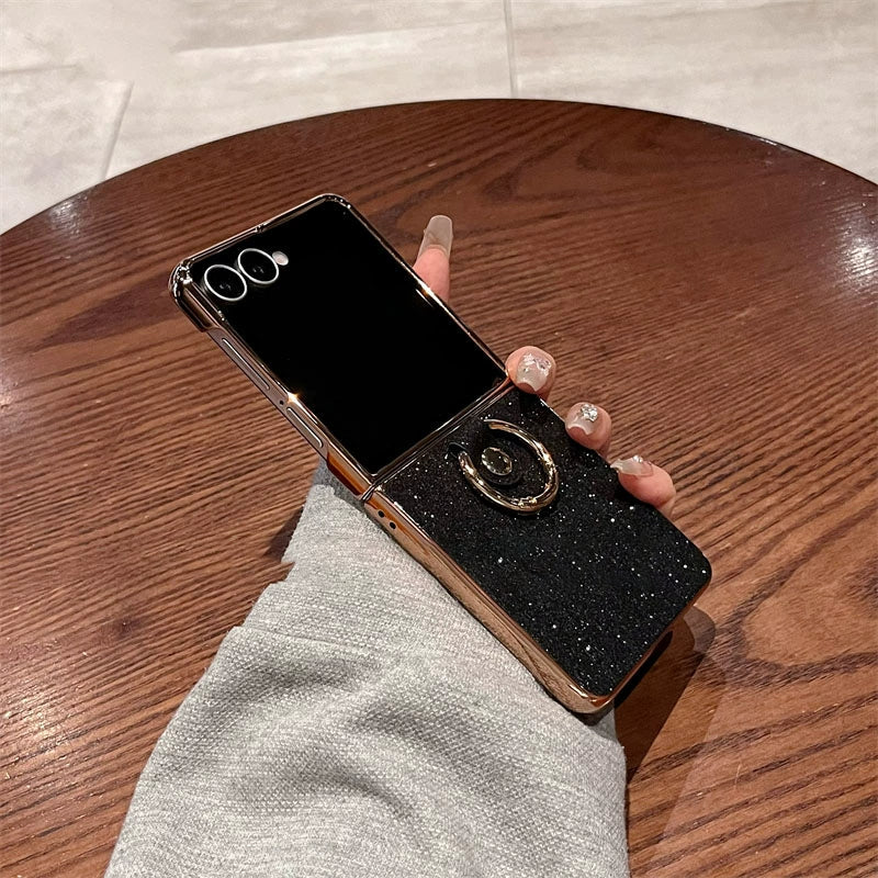 Glam Luxe Glitter Ring Case for Z Flip 5/6/7 – Dazzle & Flex in Every Flip