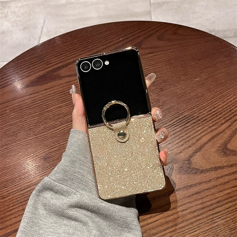 Glam Luxe Glitter Ring Case for Z Flip 5/6/7 – Dazzle & Flex in Every Flip
