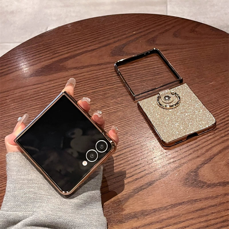 Glam Luxe Glitter Ring Case for Z Flip 5/6/7 – Dazzle & Flex in Every Flip