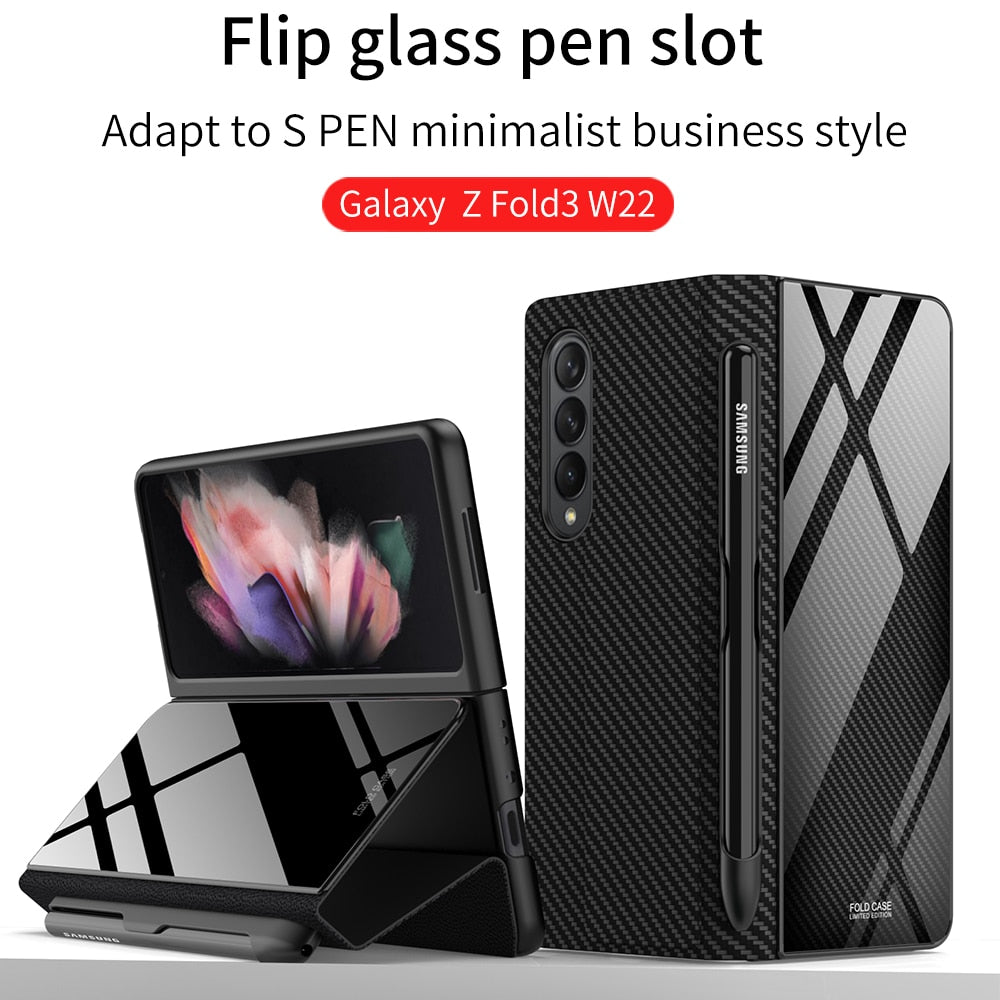 Pen Slot Holder Flip Leather Case For Samsung Galaxy Z Fold