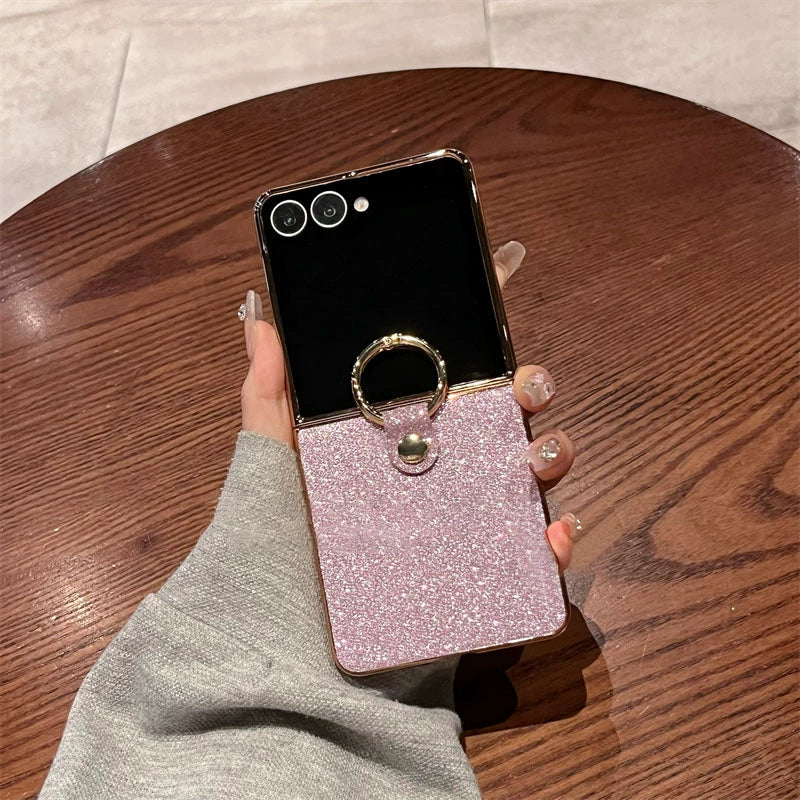 Glam Luxe Glitter Ring Case for Z Flip 5/6/7 – Dazzle & Flex in Every Flip