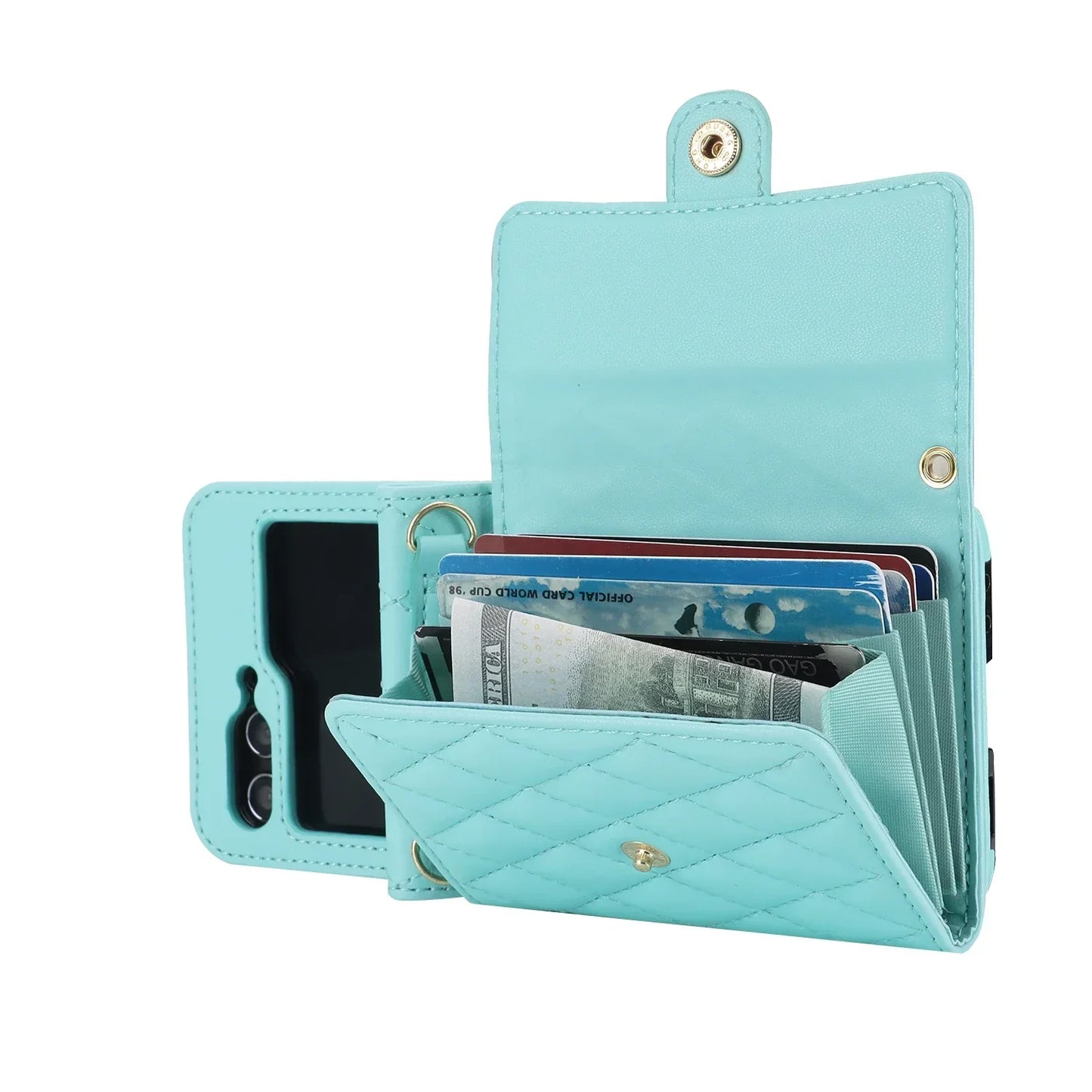 Crossbody Leather Case for Galaxy Z Flip 3-7