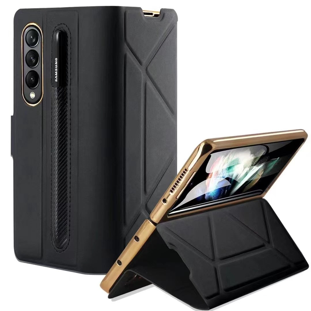 Leather Flip Stand S Pen Holder Slot Case For Samsung Galaxy Z Fold Series