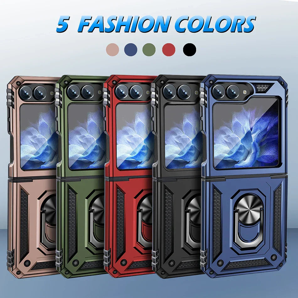 Shockproof Case with Slide Lens & Rotating Ring for Galaxy Z Flip Series