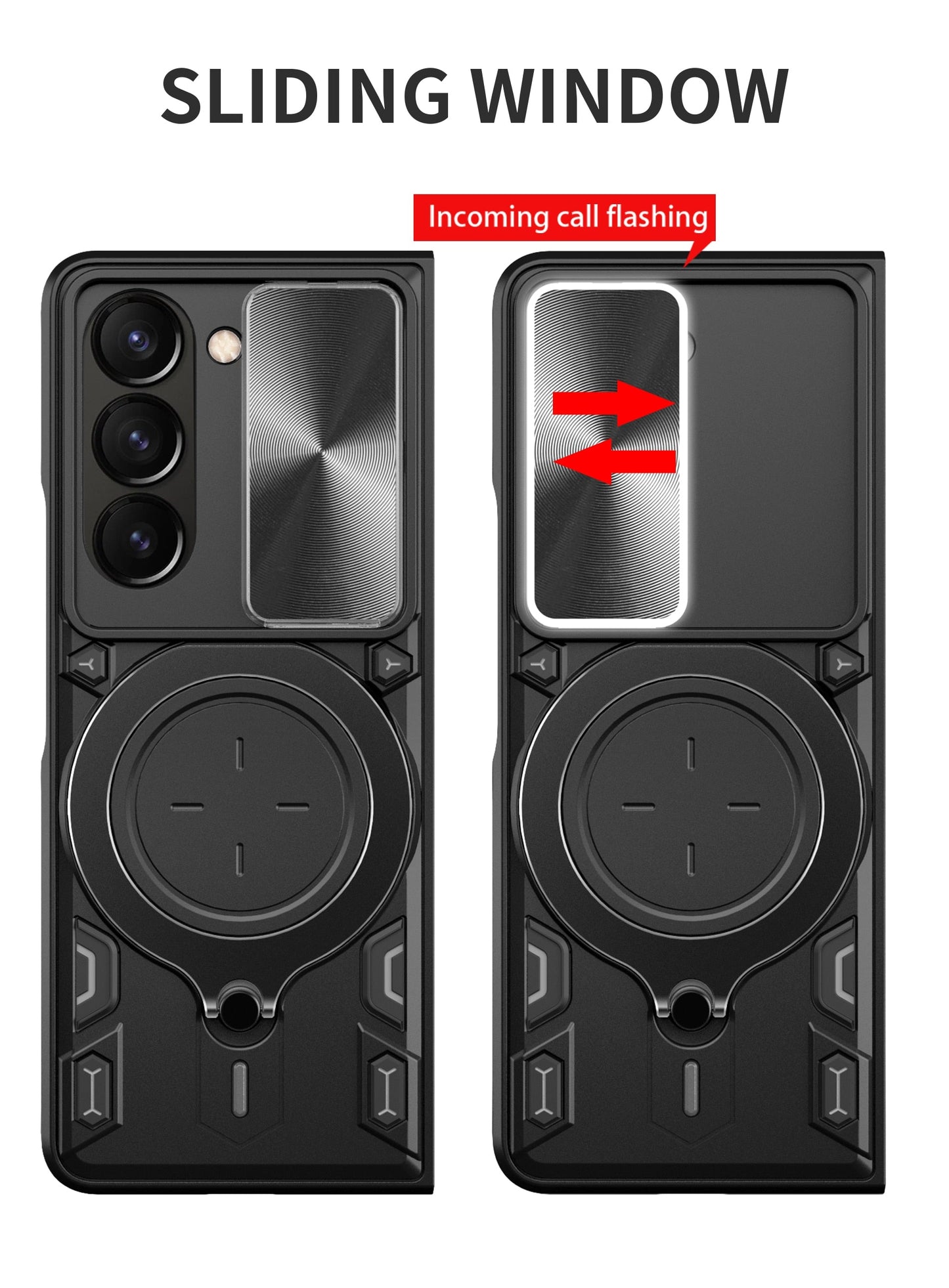 Magnetic Armor Case with Ring &  Window Camera Protector For Galaxy Z Fold