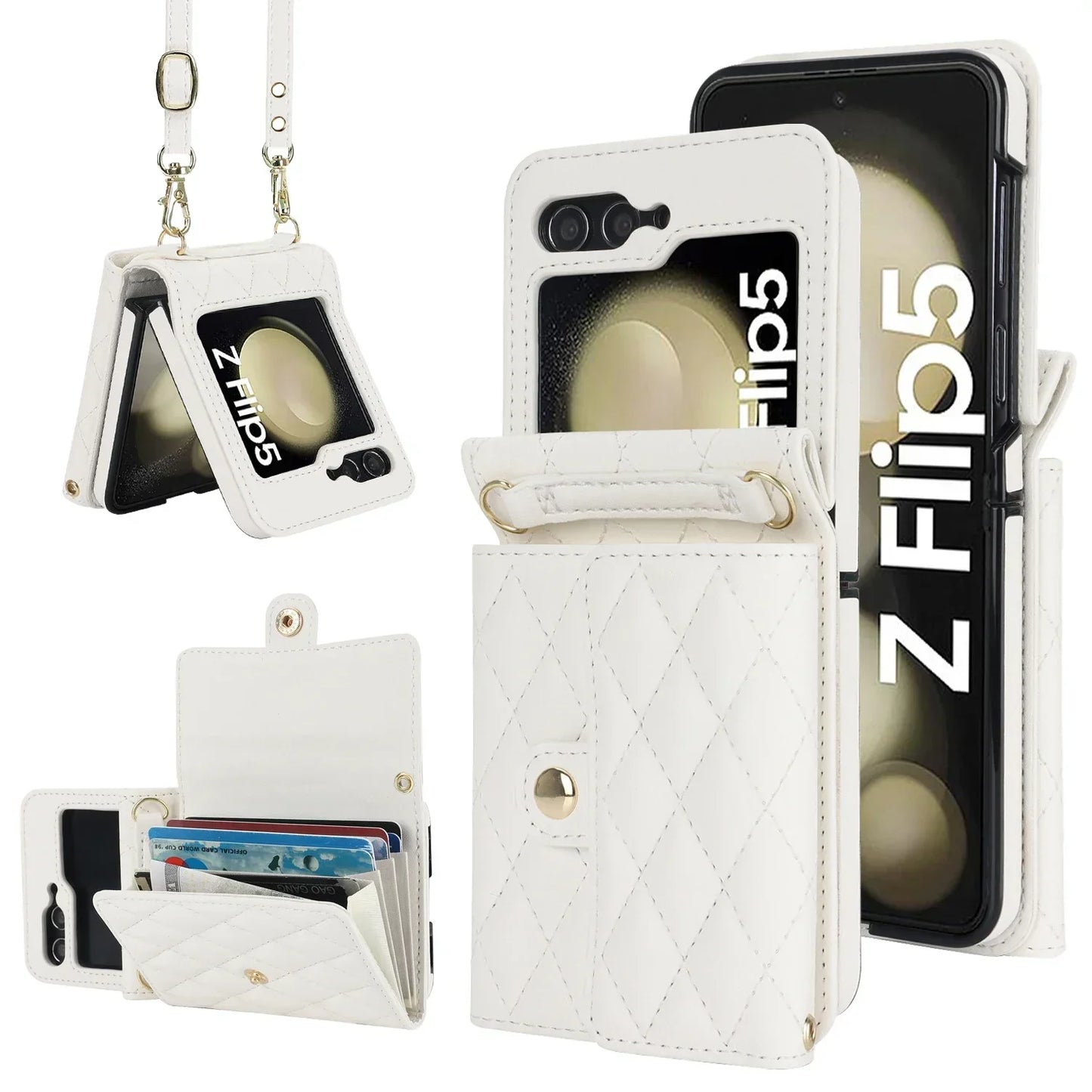 Crossbody Leather Case for Galaxy Z Flip 3-7