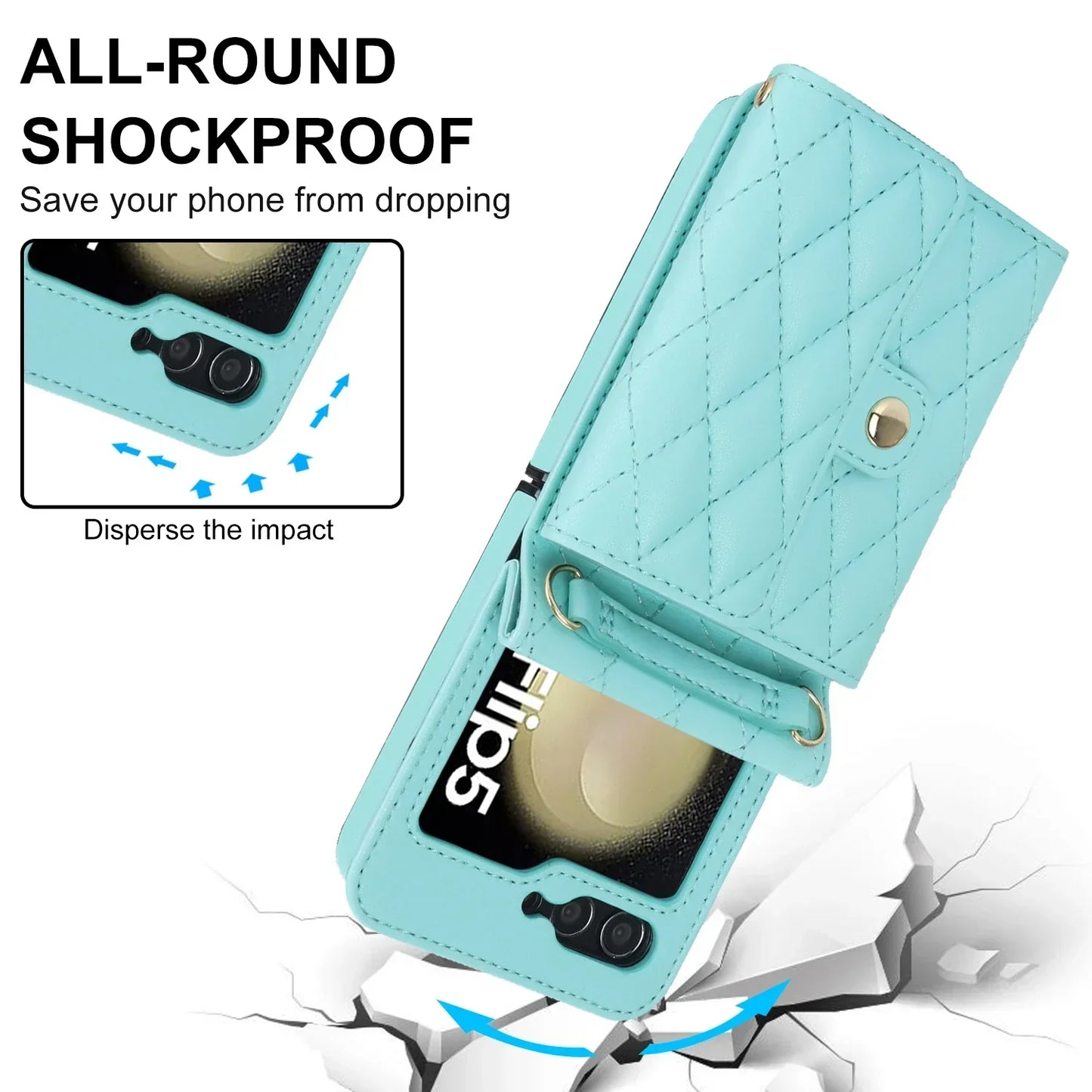 Crossbody Leather Case for Galaxy Z Flip 3-7