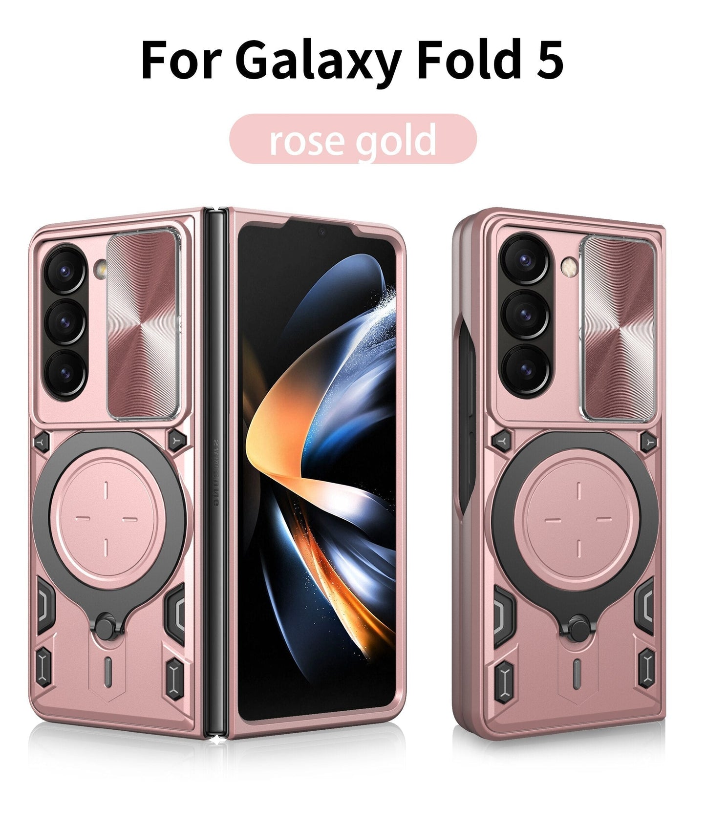 Magnetic Armor Case with Ring &  Window Camera Protector For Galaxy Z Fold