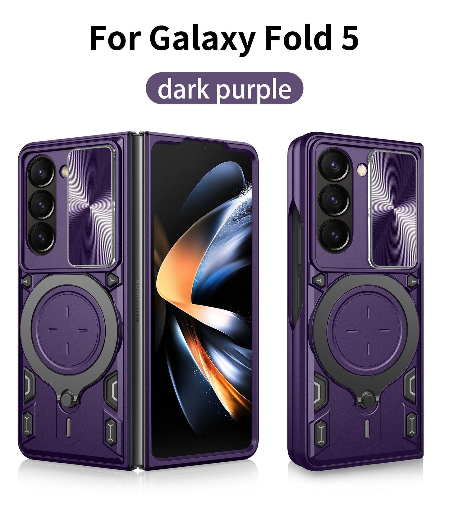 Magnetic Armor Case with Ring &  Window Camera Protector For Galaxy Z Fold