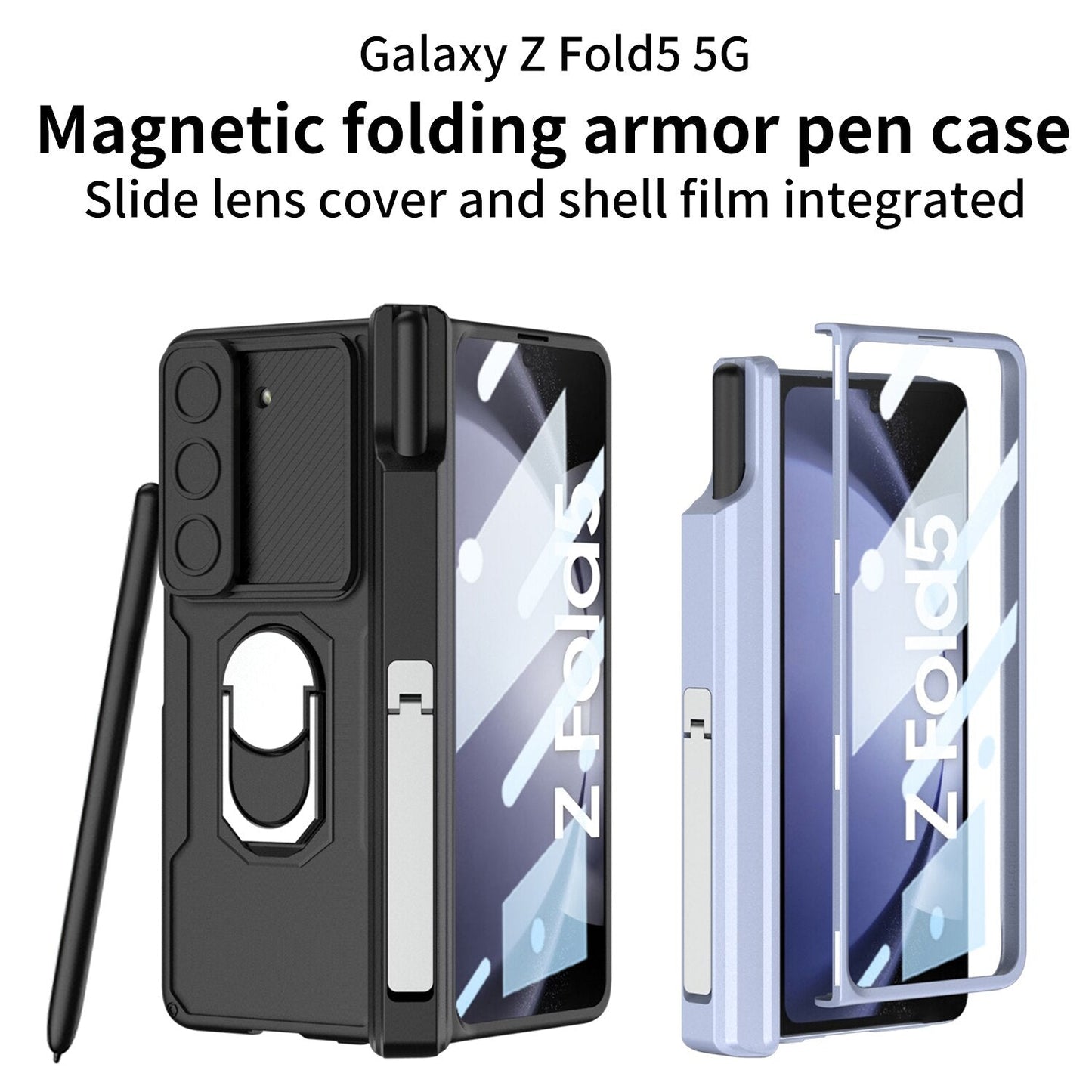 Shockproof Matte Case with Bracket & Pen Slot Holder For Samsung Galaxy Z Fold
