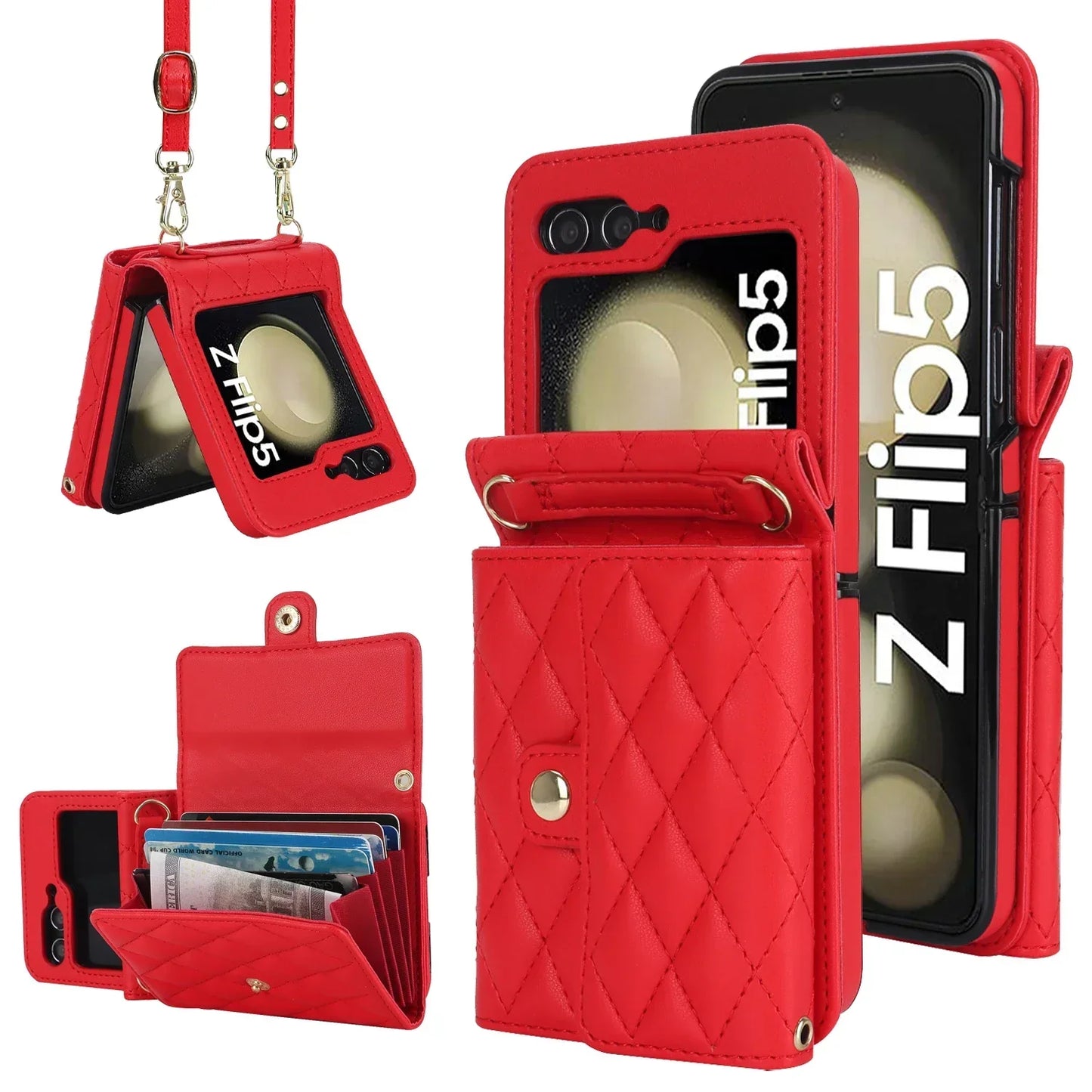 Crossbody Leather Case for Galaxy Z Flip 3-7