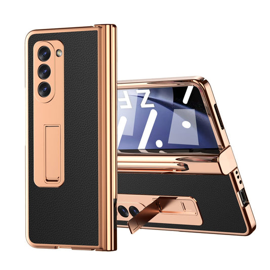 Leather Plating Case with Pen Holder & Kickstand for Samsung Galaxy Z Fold