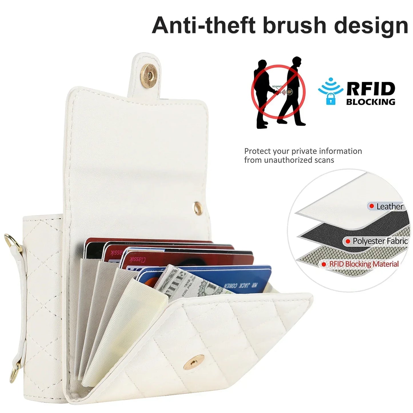 Crossbody Leather Case for Galaxy Z Flip 3-7