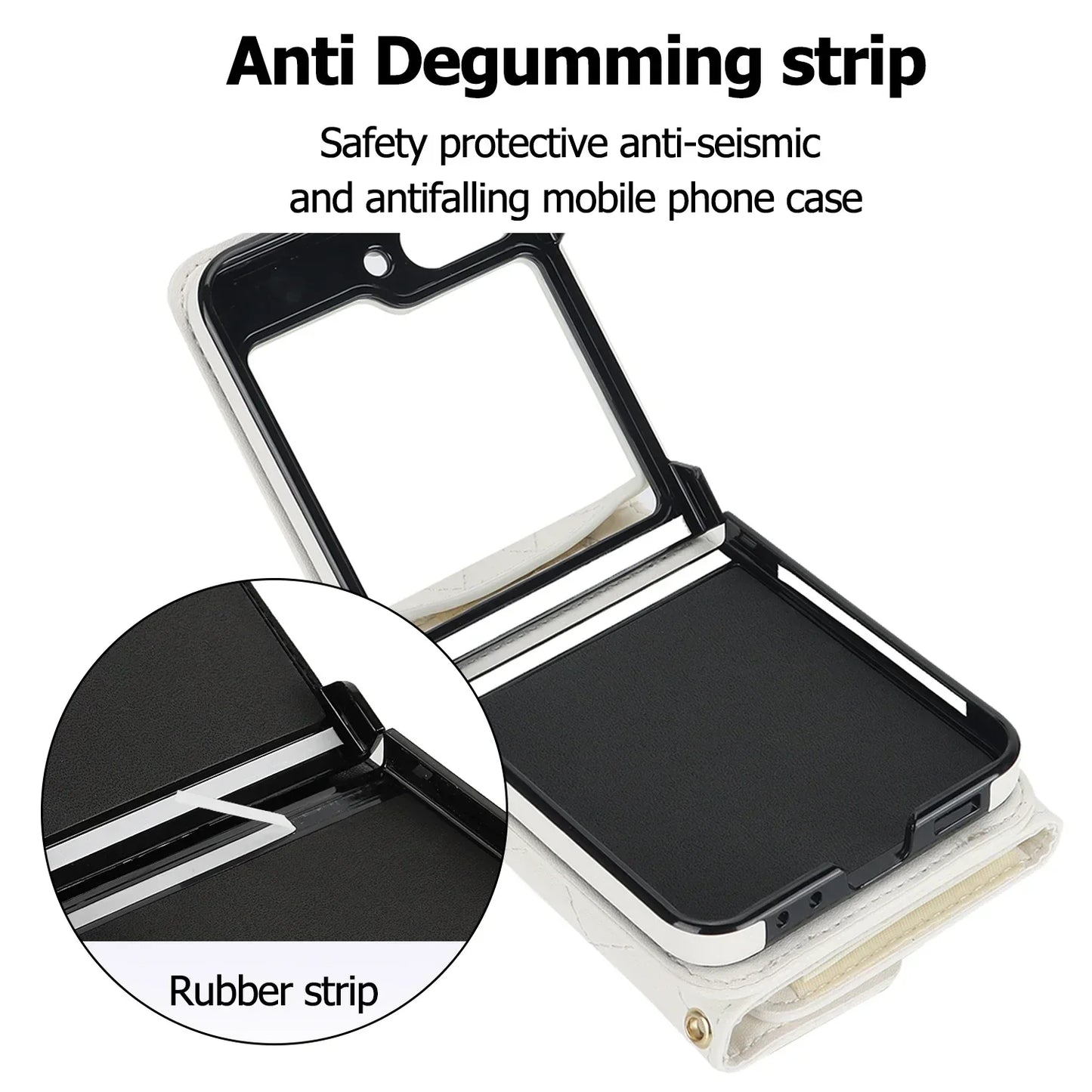 Crossbody Leather Case for Galaxy Z Flip 3-7