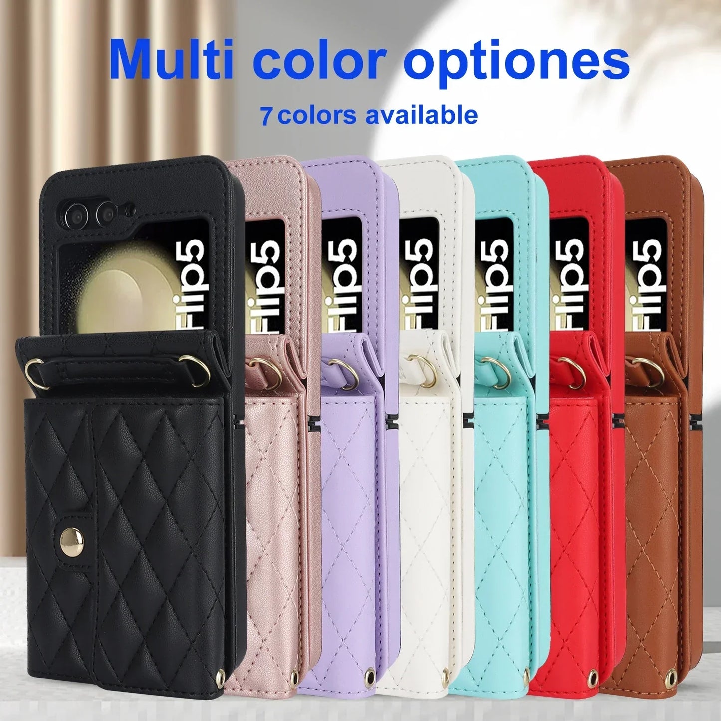Crossbody Leather Case for Galaxy Z Flip 3-7
