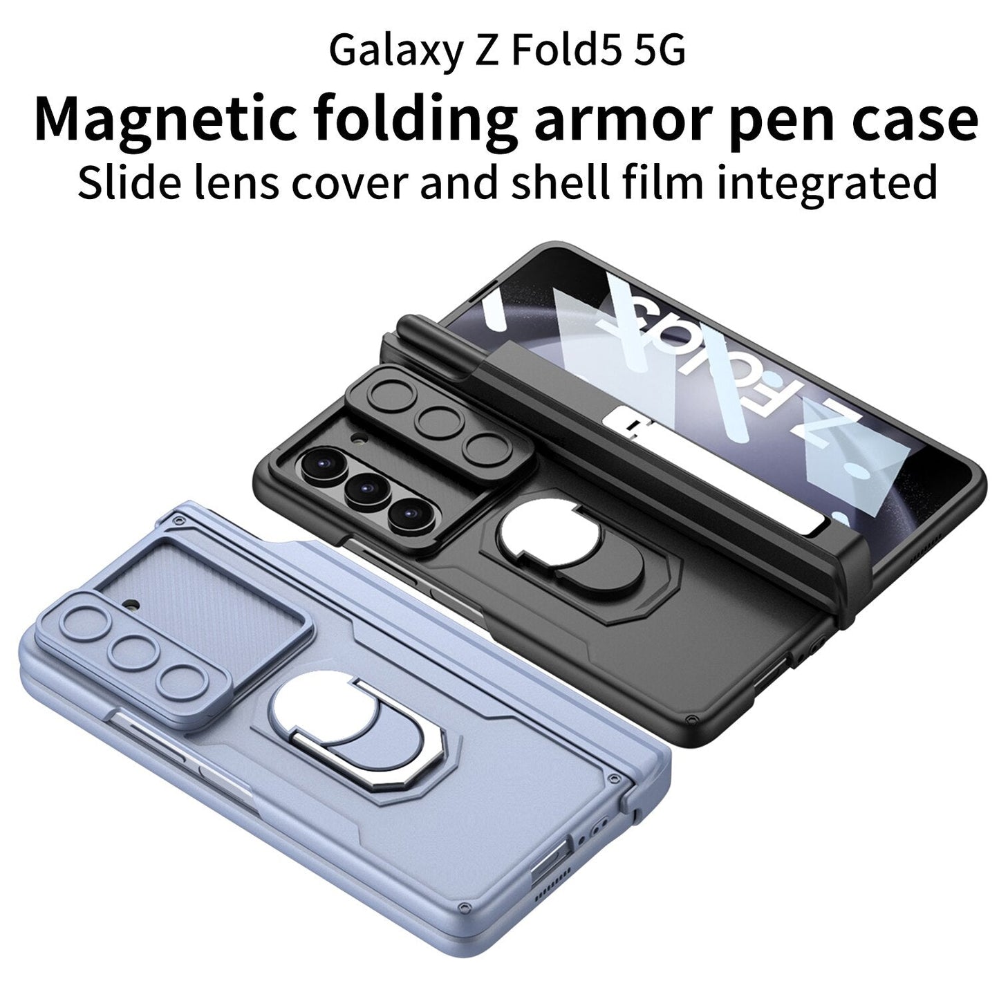 Shockproof Matte Case with Bracket & Pen Slot Holder For Samsung Galaxy Z Fold