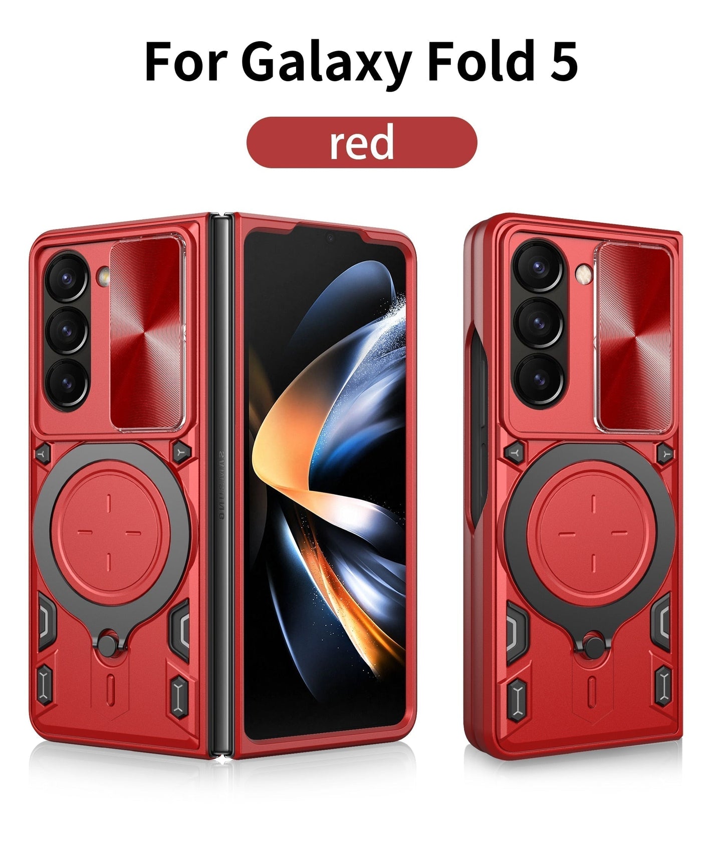 Magnetic Armor Case with Ring &  Window Camera Protector For Galaxy Z Fold