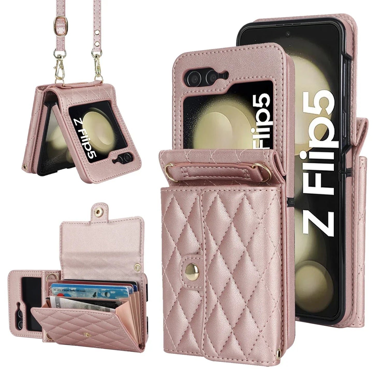 Crossbody Leather Case for Galaxy Z Flip 3-7