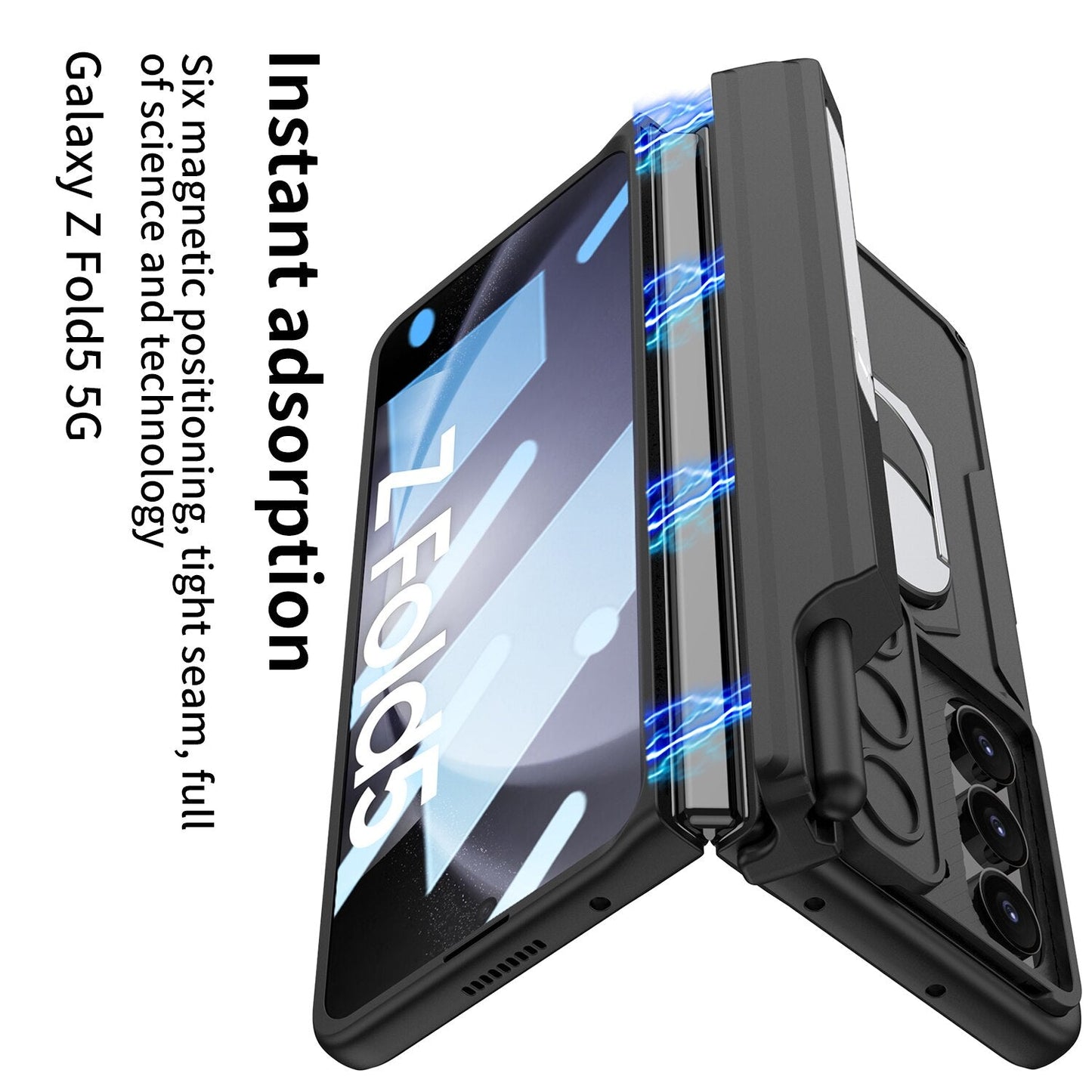 Shockproof Matte Case with Bracket & Pen Slot Holder For Samsung Galaxy Z Fold
