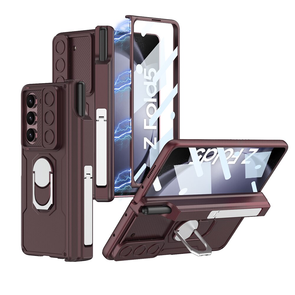 Shockproof Matte Case with Bracket & Pen Slot Holder For Samsung Galaxy Z Fold