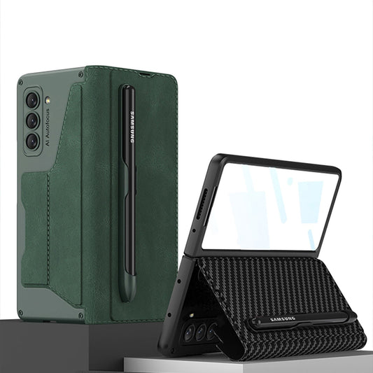 Leather Case with Detachable Pen Holder & Card Slot for Samsung Galaxy Z Fold