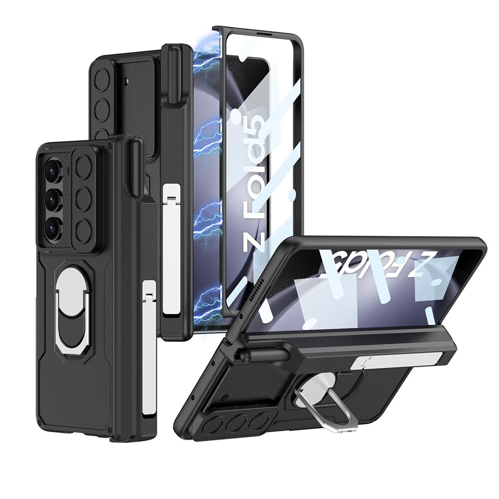 Shockproof Matte Case with Bracket & Pen Slot Holder For Samsung Galaxy Z Fold