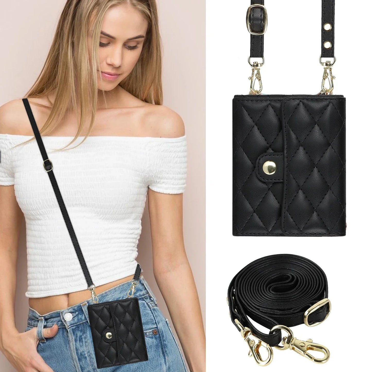 Crossbody Leather Case for Galaxy Z Flip 3-7