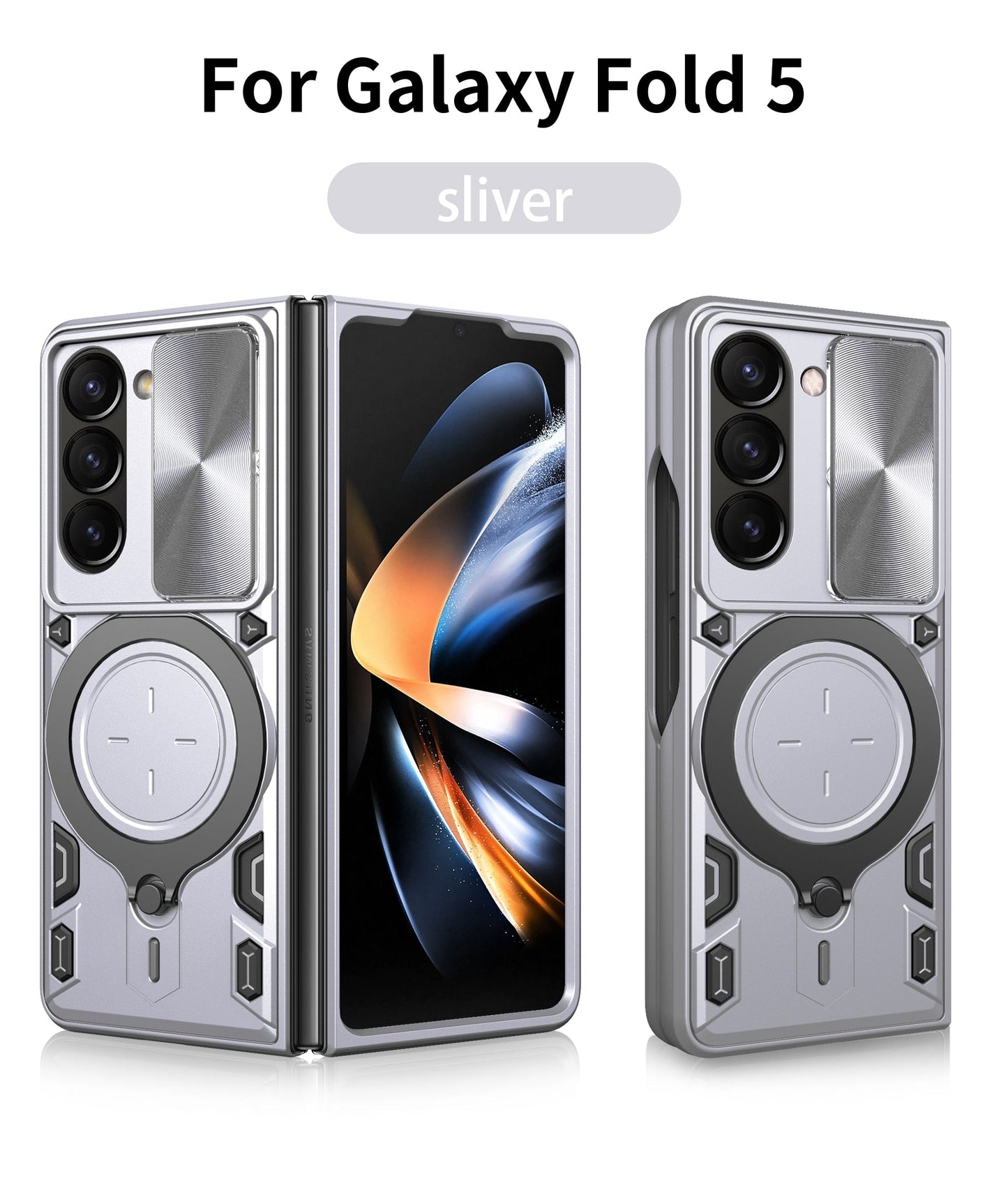 Magnetic Armor Case with Ring &  Window Camera Protector For Galaxy Z Fold