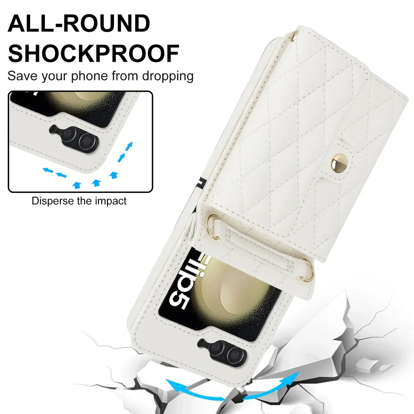 Crossbody Leather Case for Galaxy Z Flip 3-7