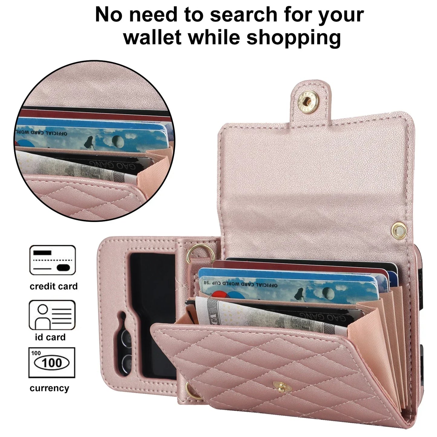 Crossbody Leather Case for Galaxy Z Flip 3-7