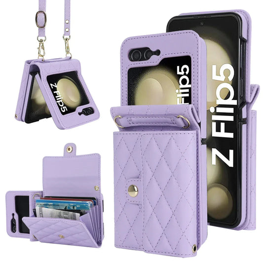 Crossbody Leather Case for Galaxy Z Flip 3-7