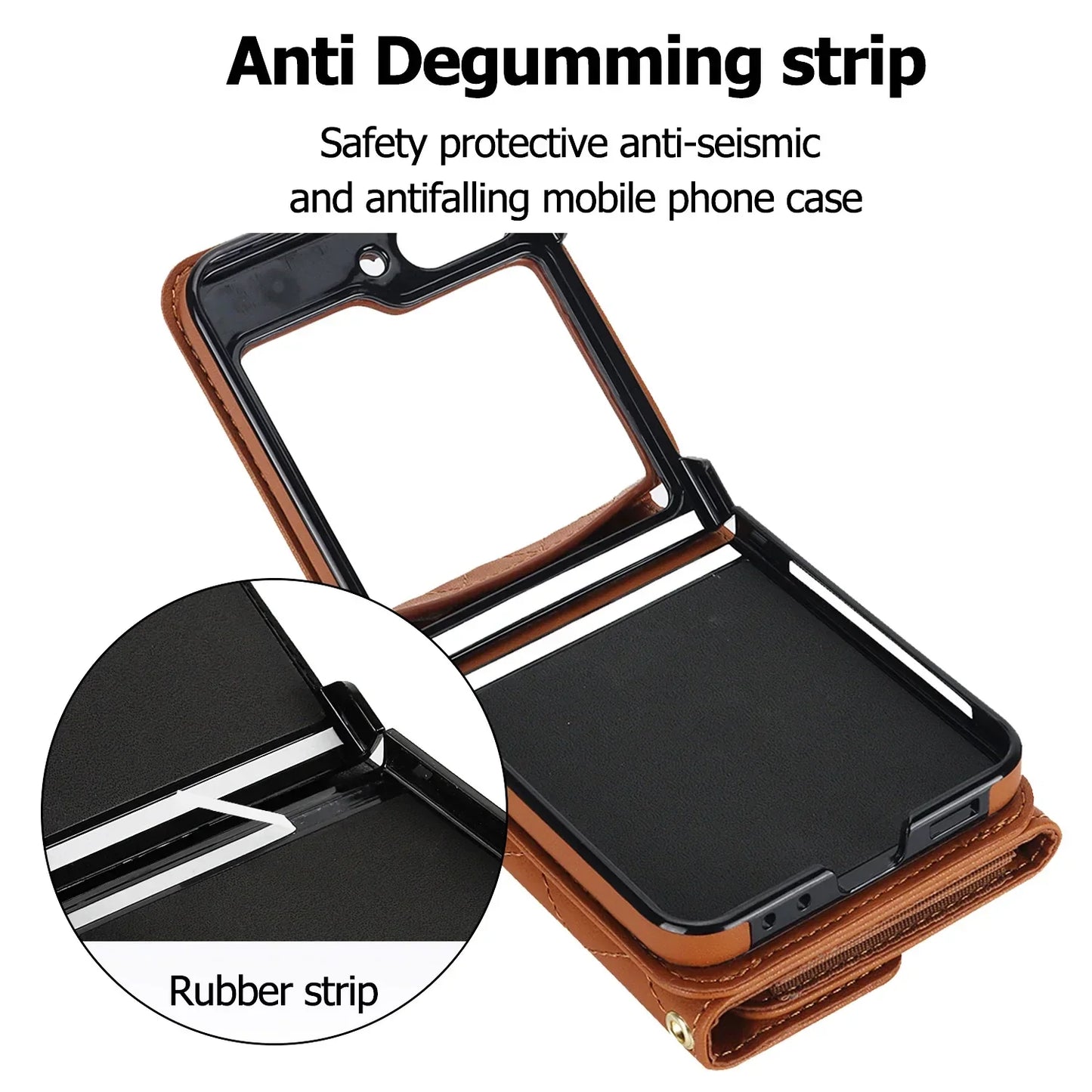 Crossbody Leather Case for Galaxy Z Flip 3-7