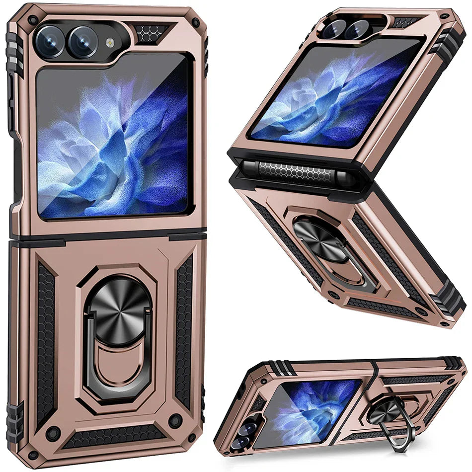 Shockproof Case with Slide Lens & Rotating Ring for Galaxy Z Flip Series