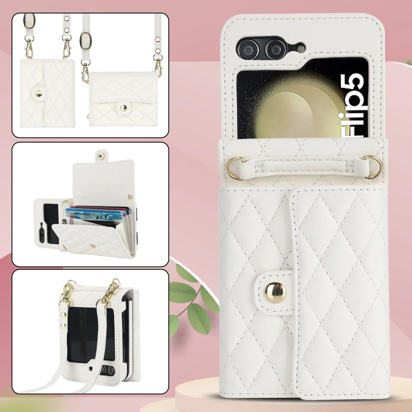 Crossbody Leather Case for Galaxy Z Flip 3-7