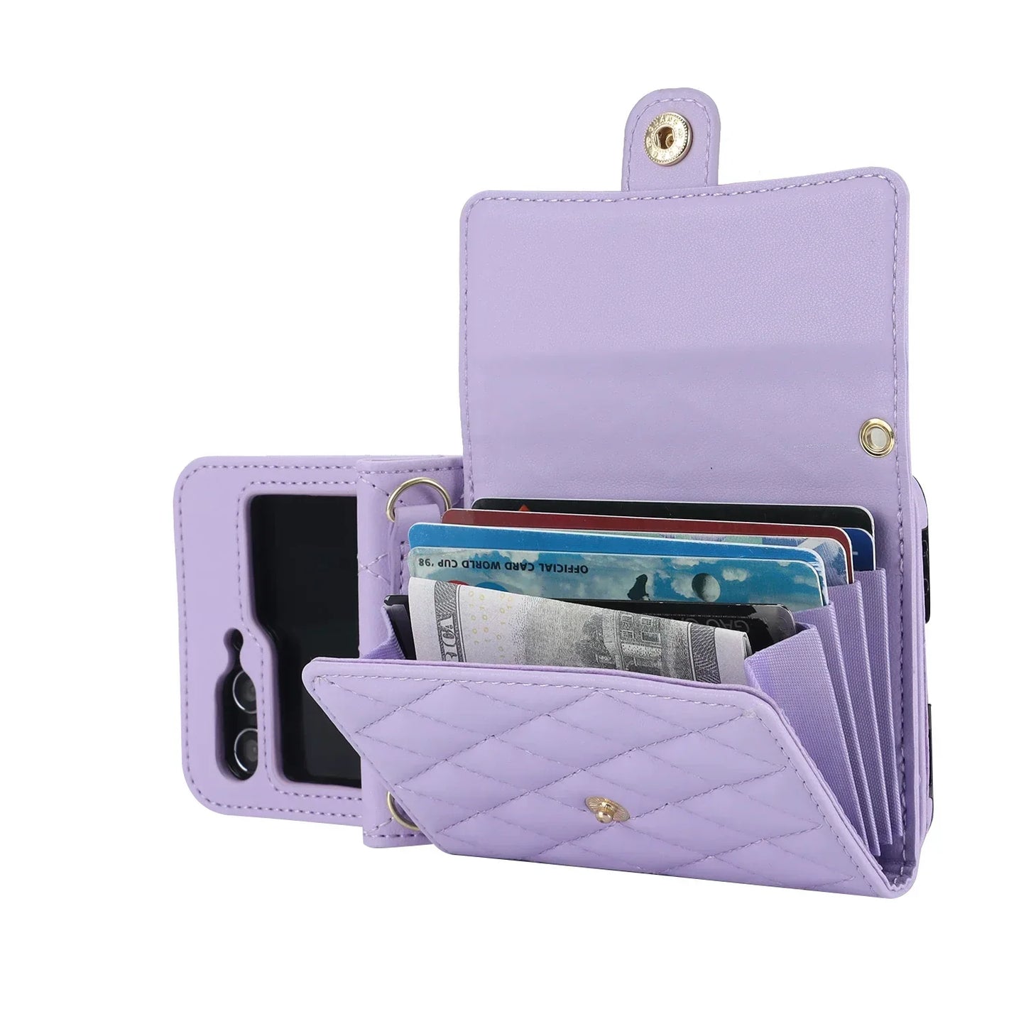 Crossbody Leather Case for Galaxy Z Flip 3-7