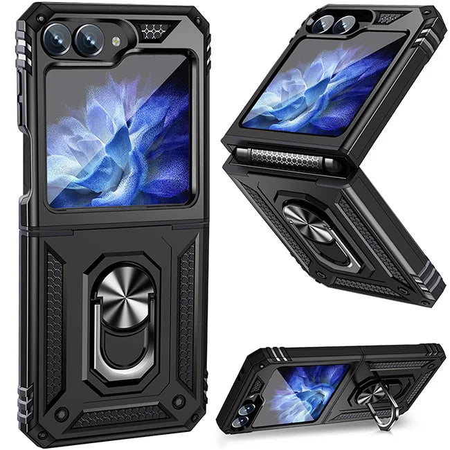 Shockproof Case with Slide Lens & Rotating Ring for Galaxy Z Flip Series
