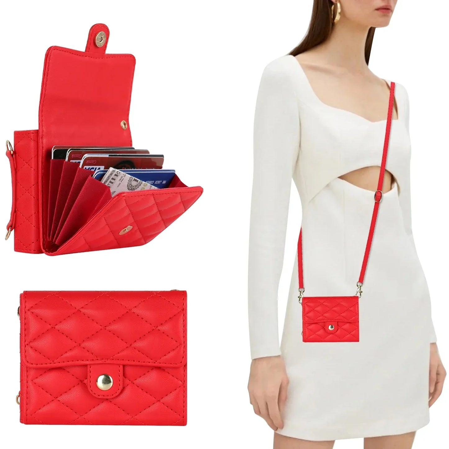 Crossbody Leather Case for Galaxy Z Flip 3-7