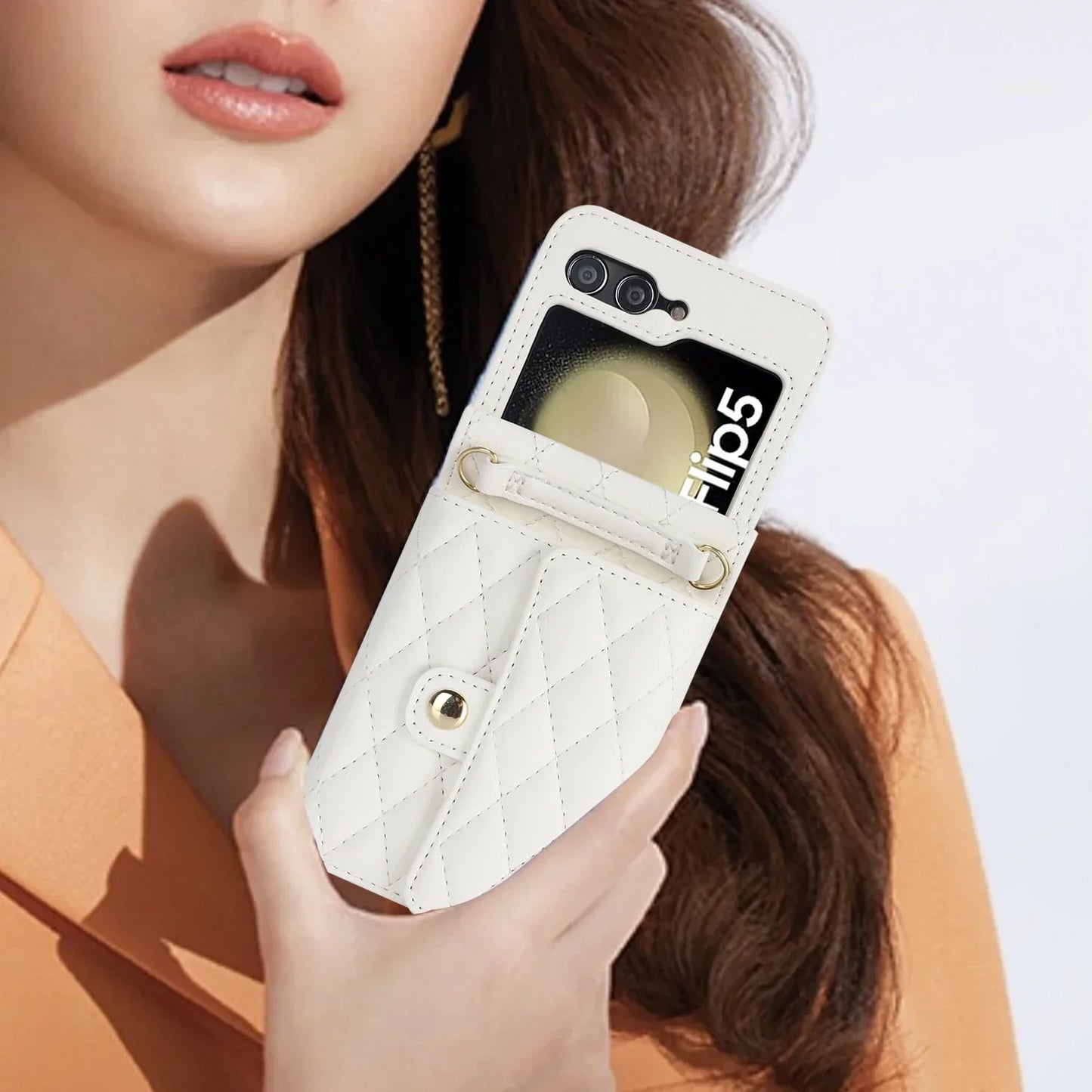 Crossbody Leather Case for Galaxy Z Flip 3-7