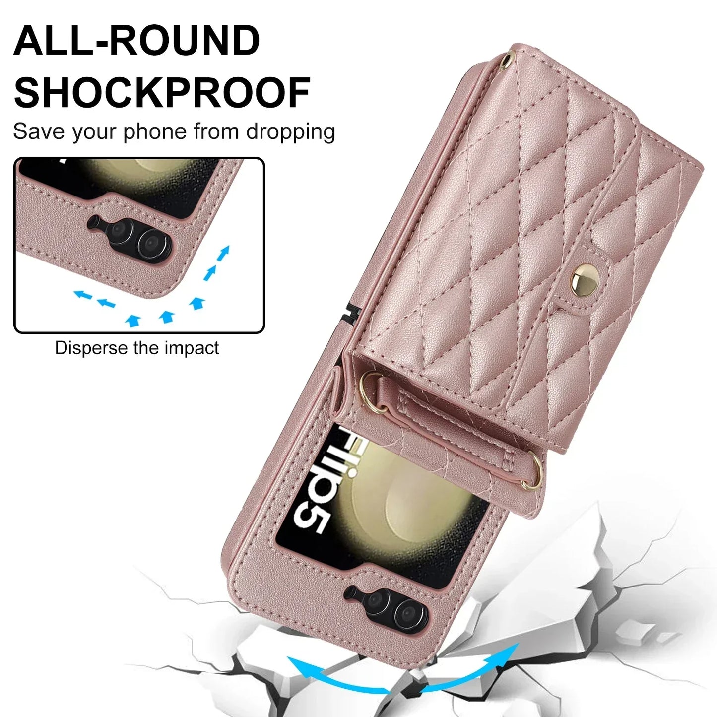 Crossbody Leather Case for Galaxy Z Flip 3-7