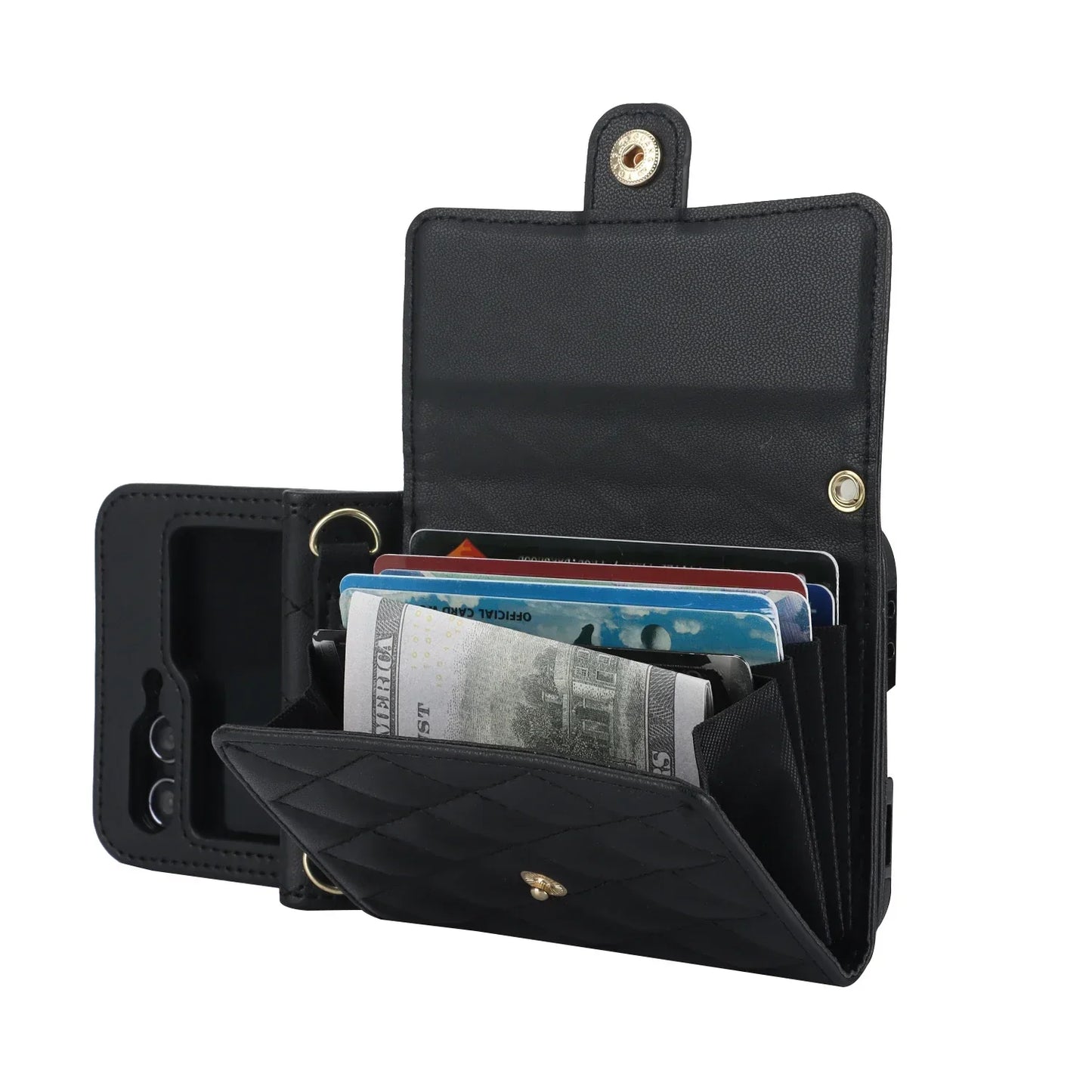 Crossbody Leather Case for Galaxy Z Flip 3-7