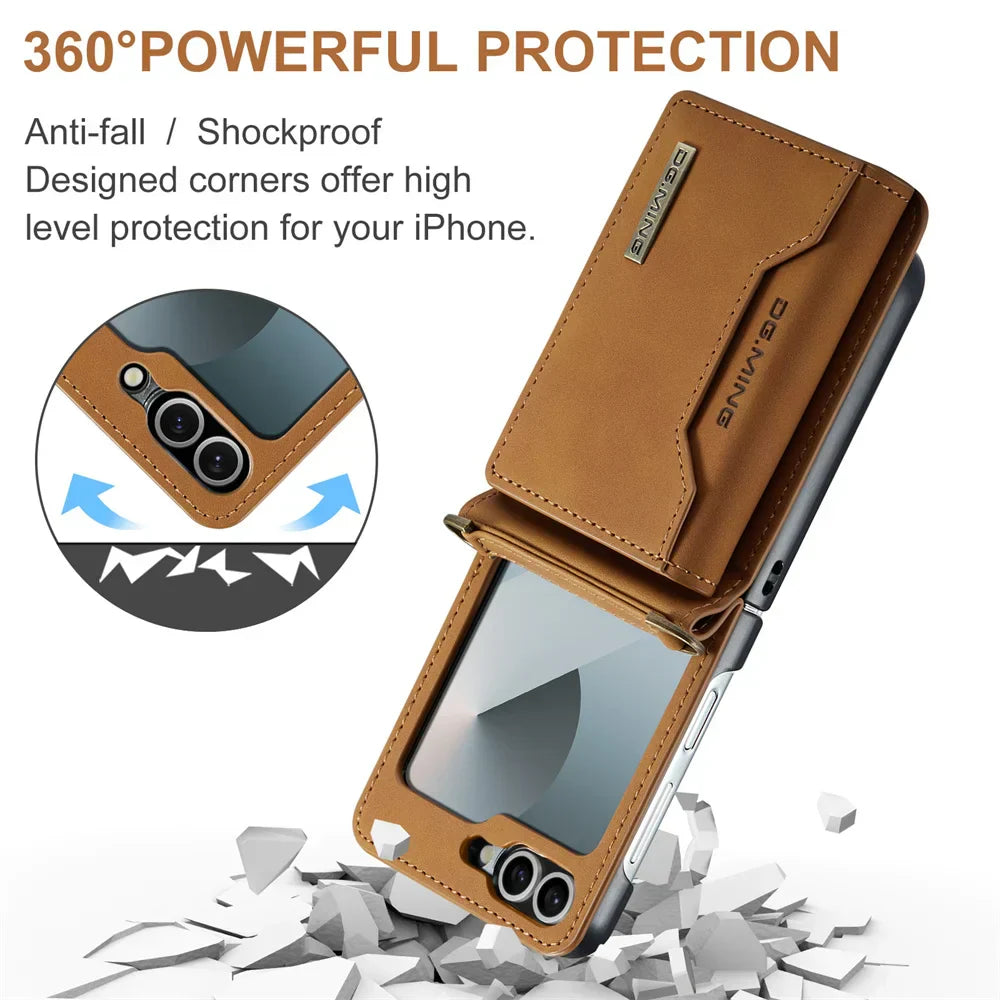 Leather Wallet Case for Galaxy Z Flip 3-7
