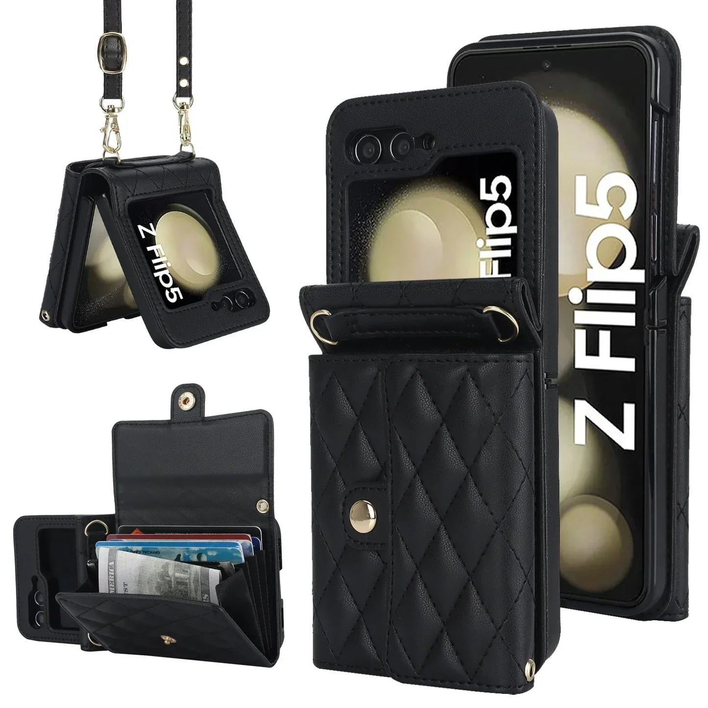 Crossbody Leather Case for Galaxy Z Flip 3-7