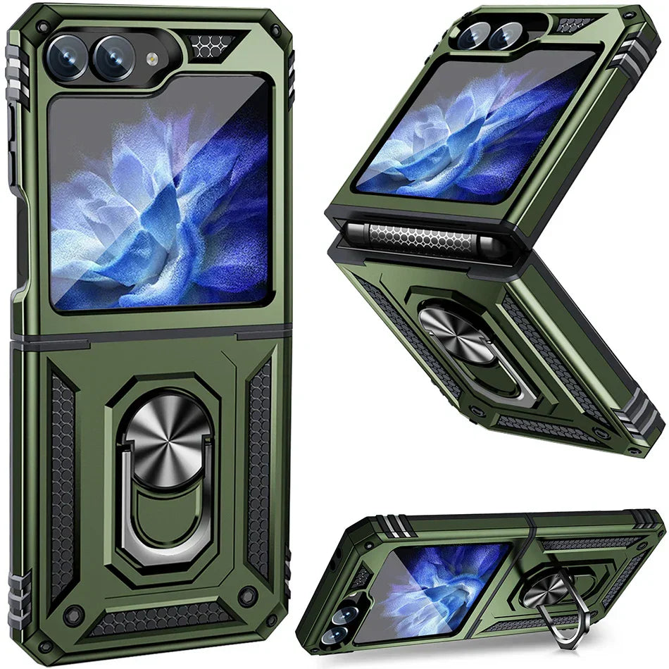 Shockproof Case with Slide Lens & Rotating Ring for Galaxy Z Flip Series