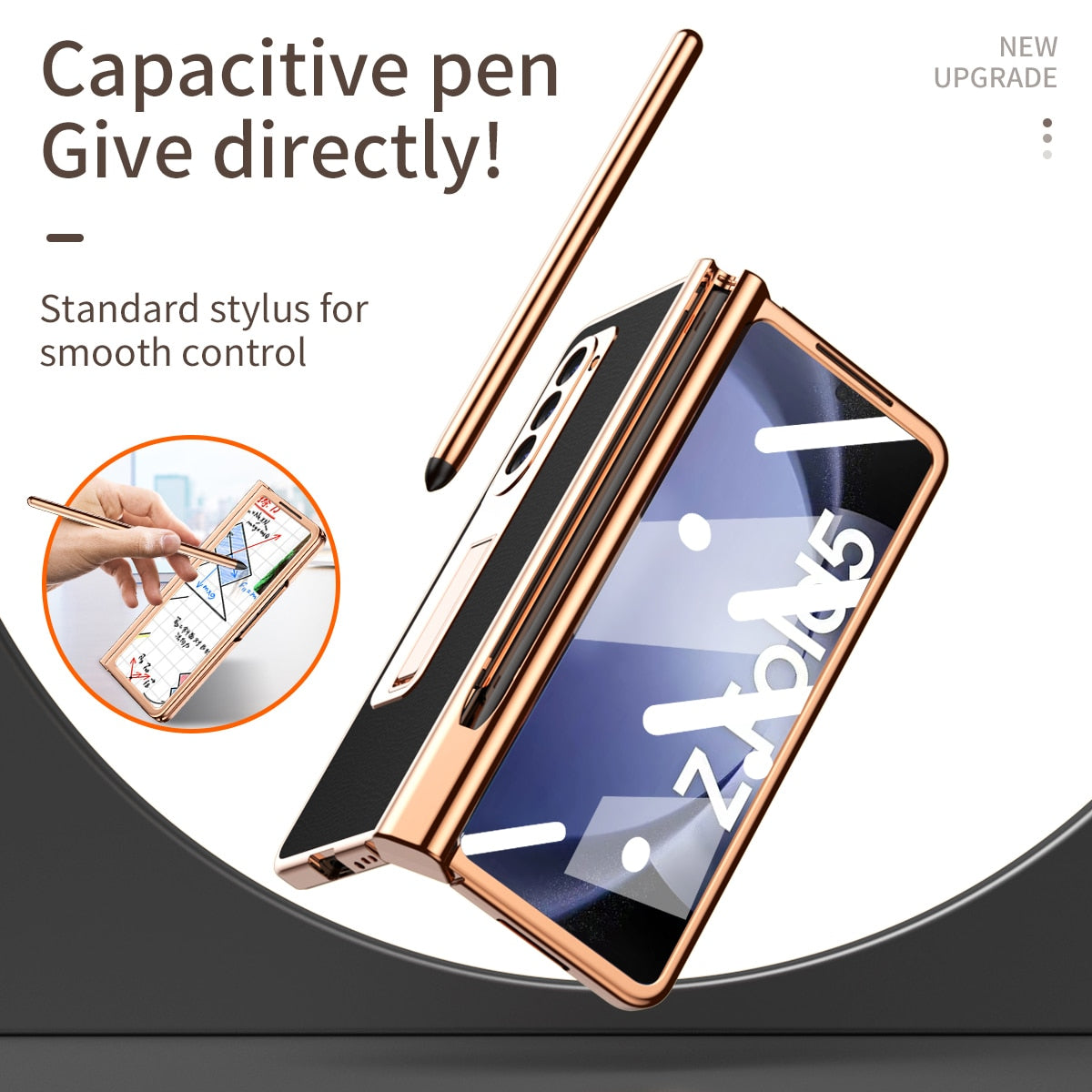 Leather Plating Case with Pen Holder & Kickstand for Samsung Galaxy Z Fold