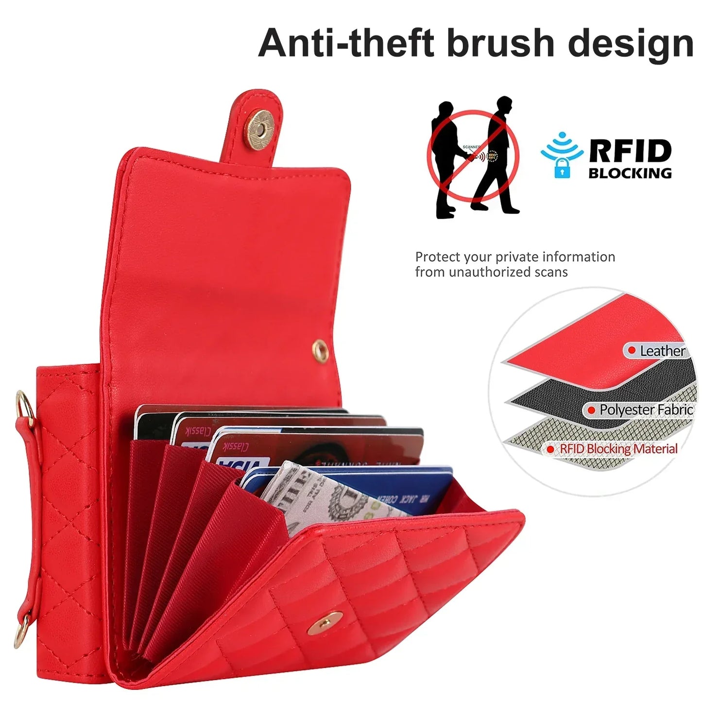 Crossbody Leather Case for Galaxy Z Flip 3-7