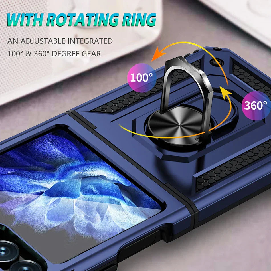 Shockproof Case with Slide Lens & Rotating Ring for Galaxy Z Flip Series