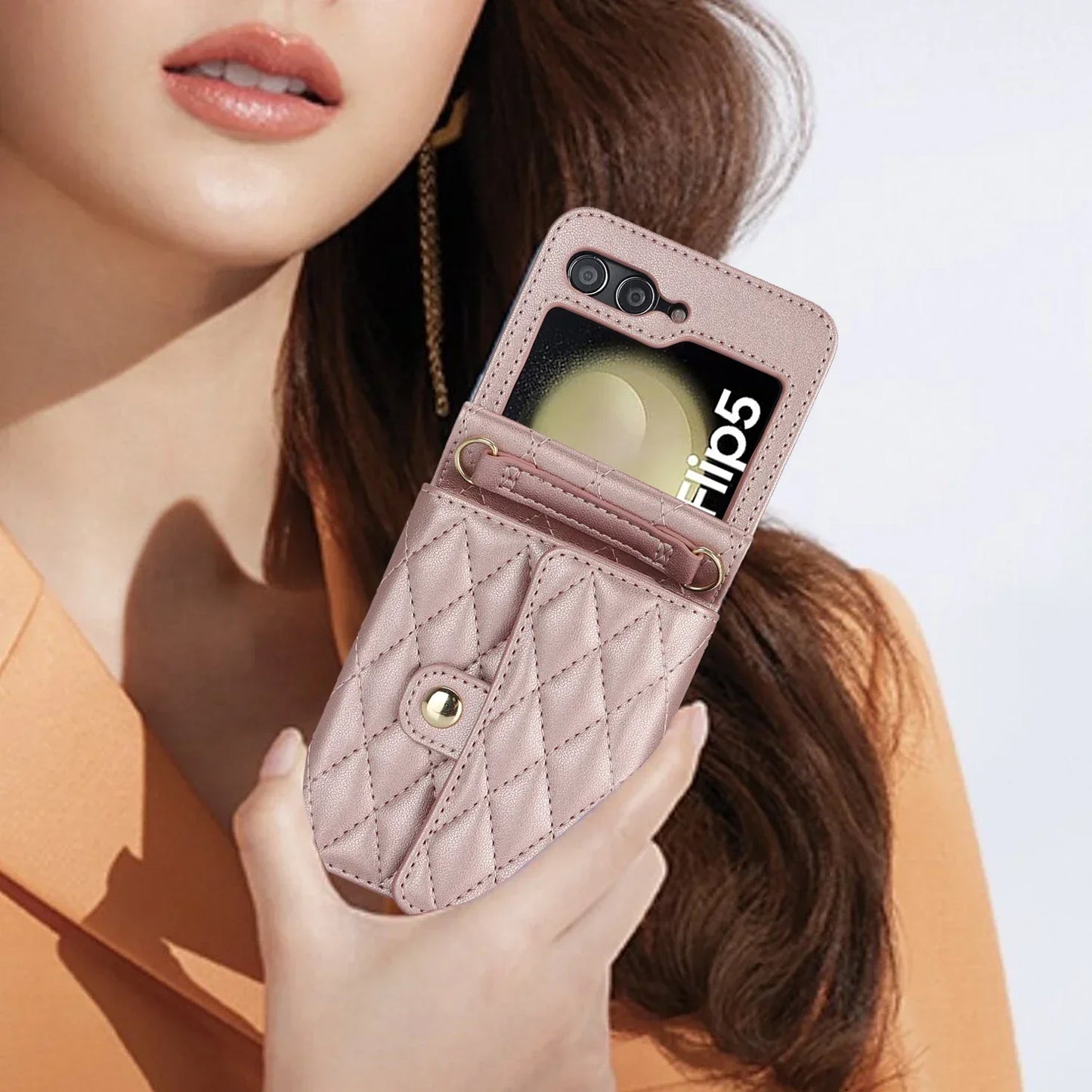 Crossbody Leather Case for Galaxy Z Flip 3-7