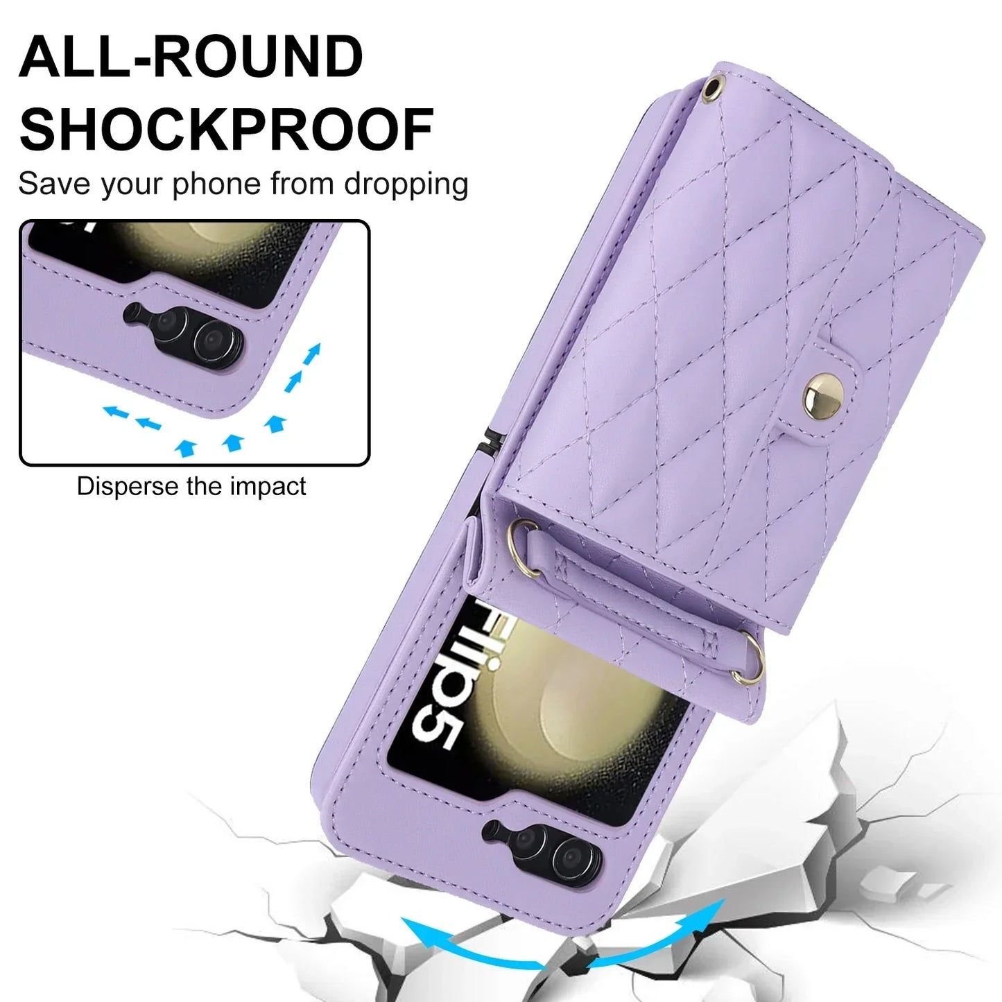 Crossbody Leather Case for Galaxy Z Flip 3-7